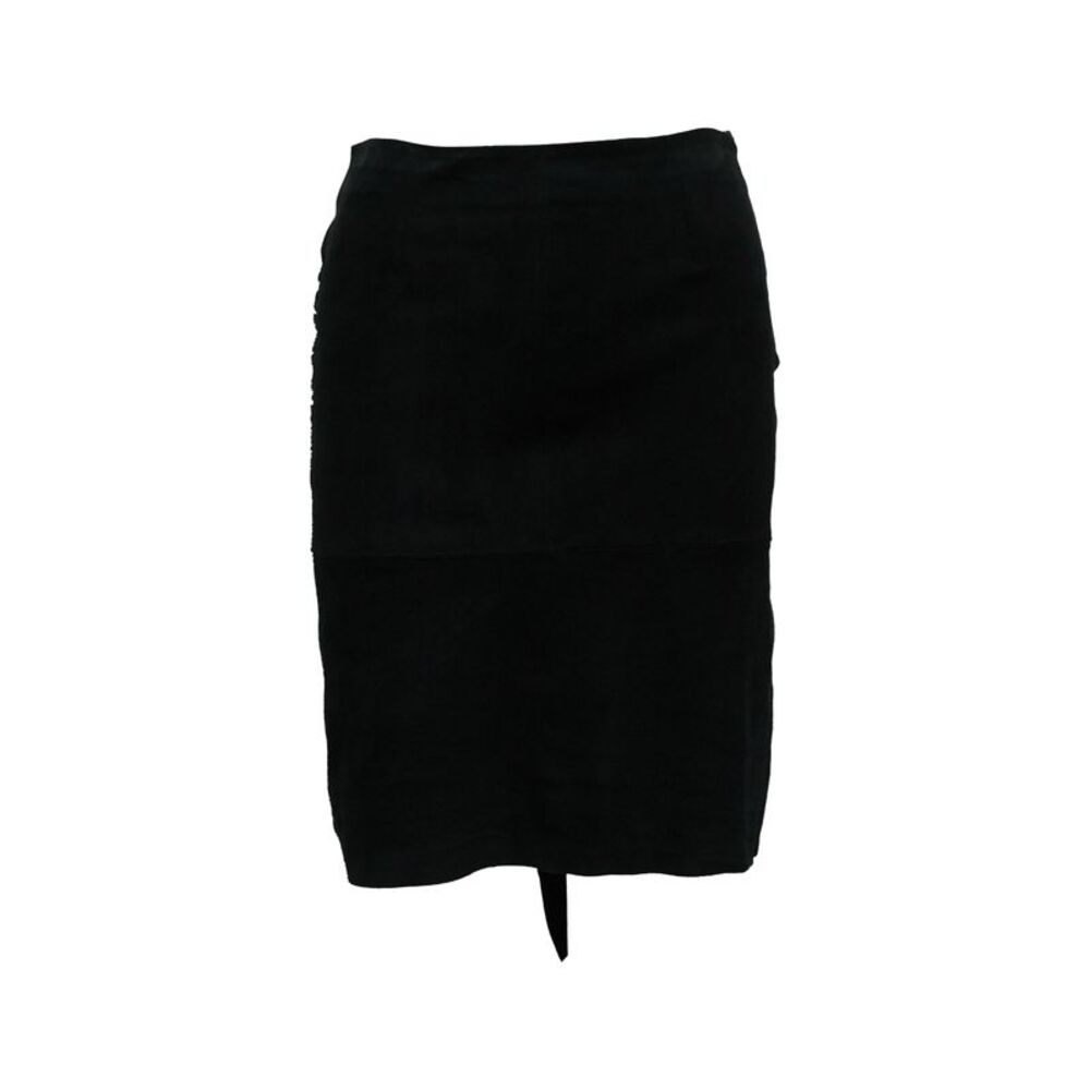Ba & Sh Asymmetric Skirt in Black Goatskin Leather